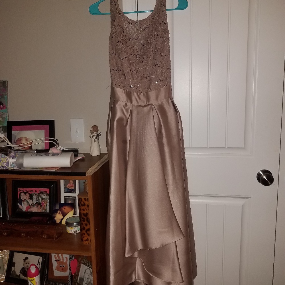 Gold sequins high low dress